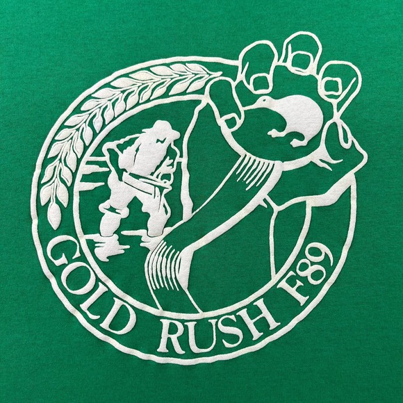 Vintage 1989 Gold Rush Miner Forty Niners T-Shirt Adult Medium Green Made in USA - Picture 3 of 8